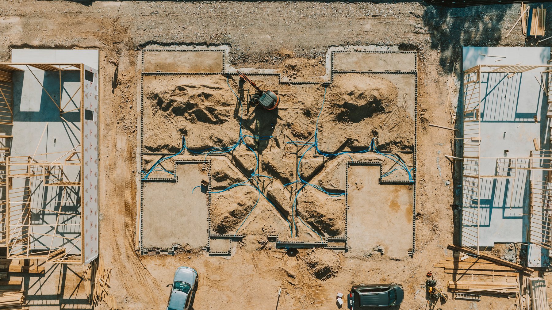 CRA Construction active build aerial