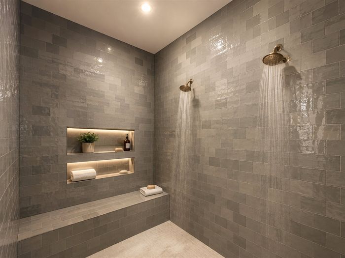 114 Kinley Loop — Tiled walk-in shower with bench and dual heads