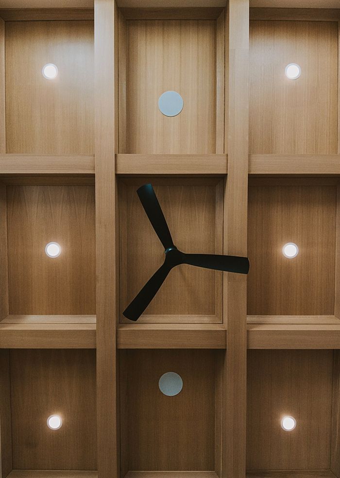115 Bear Den Court &mdash; White oak coffered ceiling detail